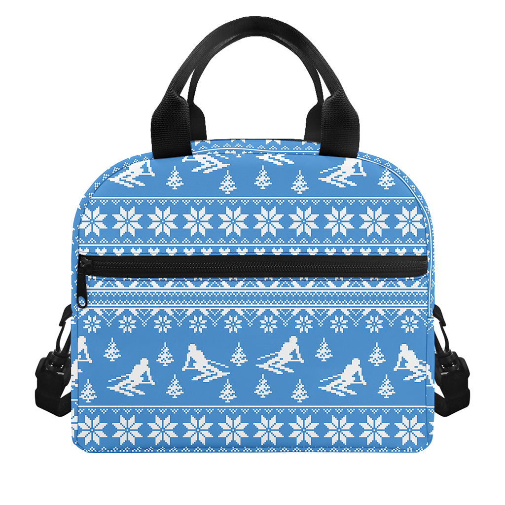 Winter Ski Knitting Pattern Print Insulated Lunch Bag