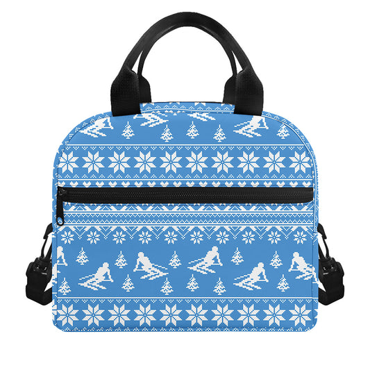 Winter Ski Knitting Pattern Print Insulated Lunch Bag
