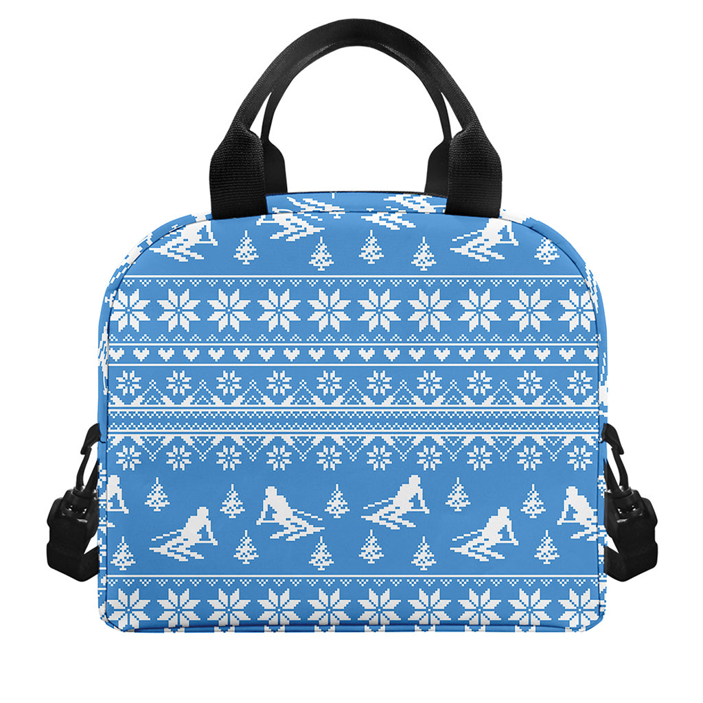 Winter Ski Knitting Pattern Print Insulated Lunch Bag