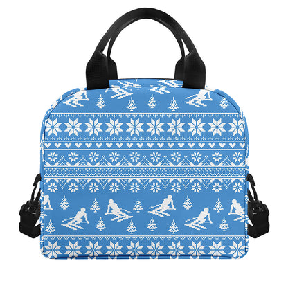 Winter Ski Knitting Pattern Print Insulated Lunch Bag