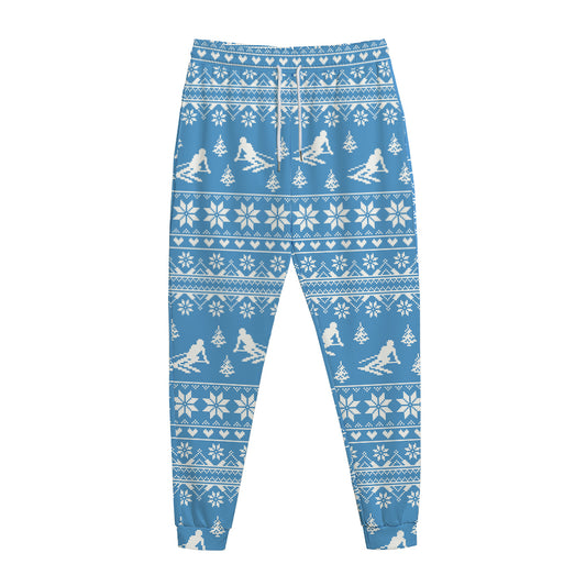 Winter Ski Knitting Pattern Print Jogger Pants
