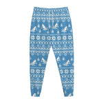 Winter Ski Knitting Pattern Print Jogger Pants