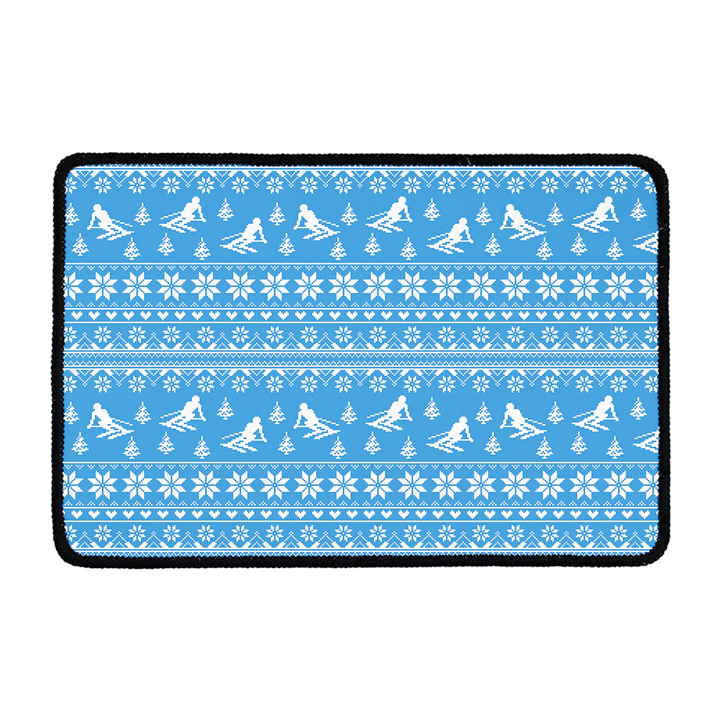 Winter Ski Knitting Pattern Print Kitchen Mat