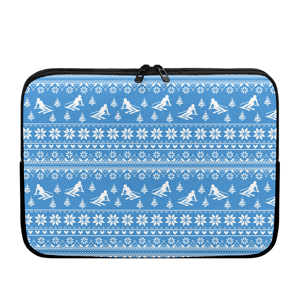 Winter Ski Knitting Pattern Print Laptop Sleeve