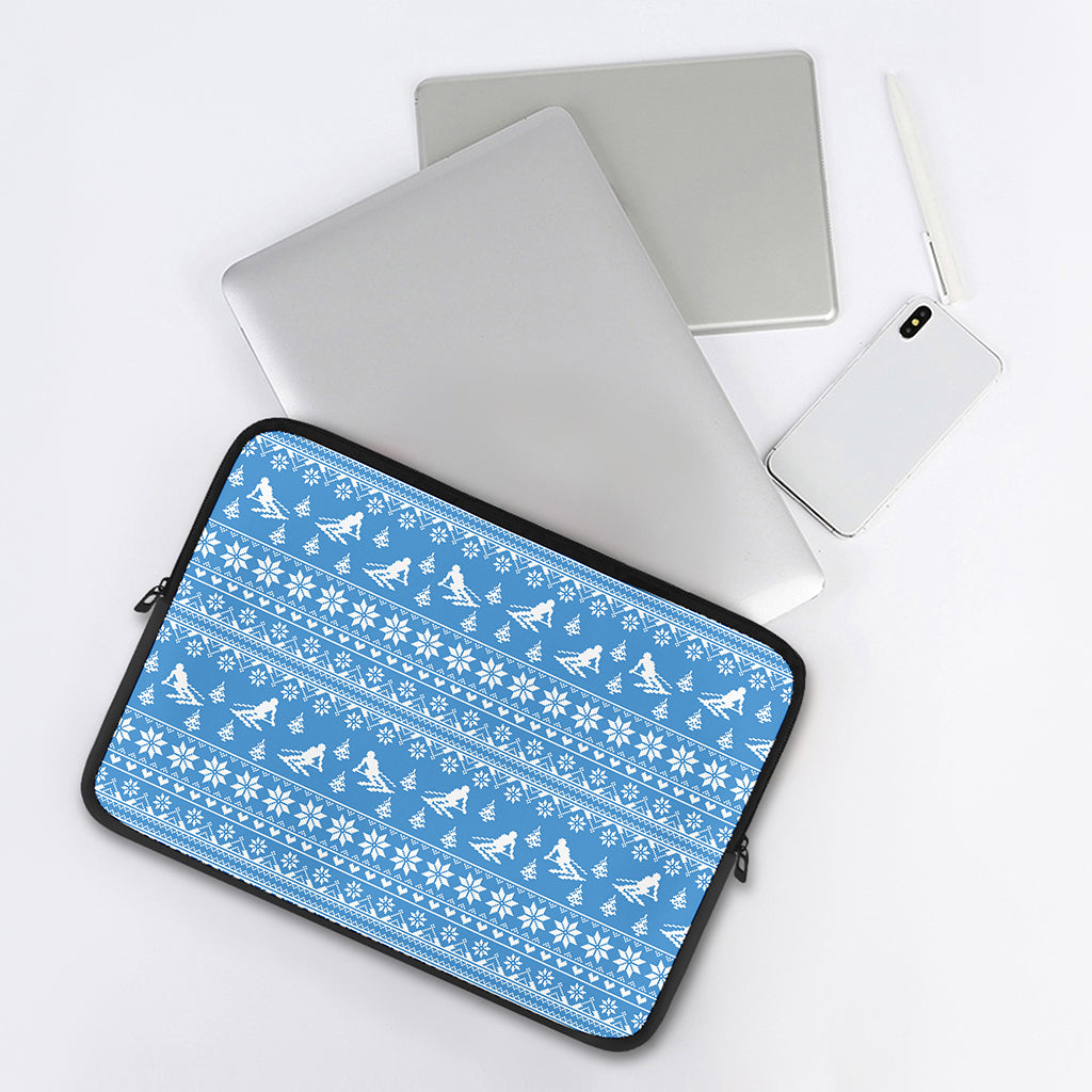 Winter Ski Knitting Pattern Print Laptop Sleeve
