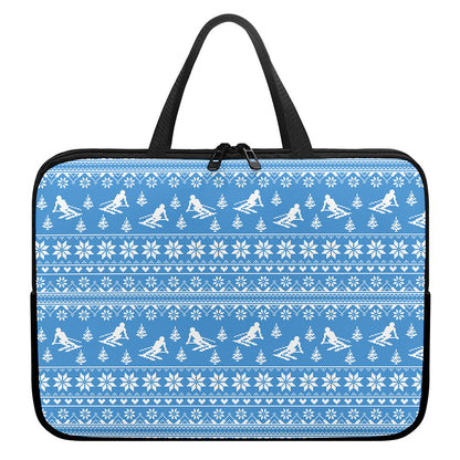 Winter Ski Knitting Pattern Print Laptop Sleeve With Handle