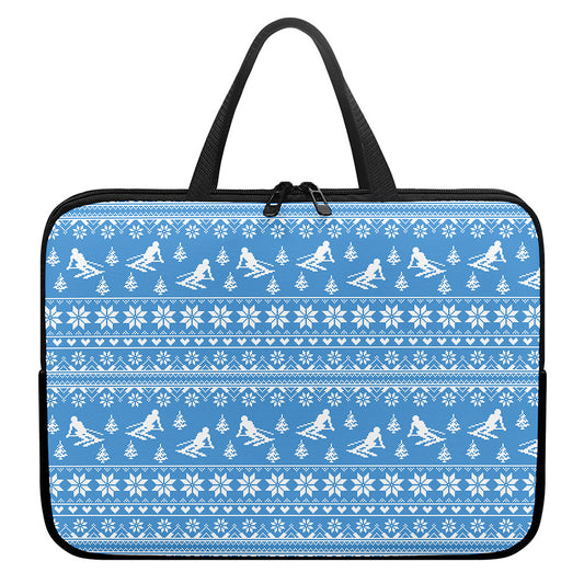 Winter Ski Knitting Pattern Print Laptop Sleeve With Handle