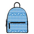 Winter Ski Knitting Pattern Print Leather Backpack