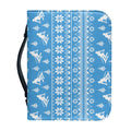 Winter Ski Knitting Pattern Print Leather Bible Cover