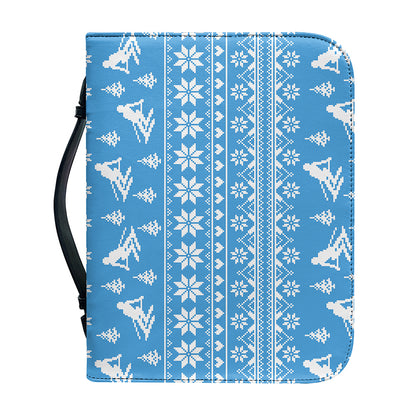 Winter Ski Knitting Pattern Print Leather Bible Cover