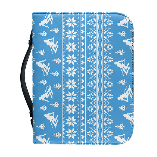 Winter Ski Knitting Pattern Print Leather Bible Cover