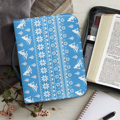Winter Ski Knitting Pattern Print Leather Bible Cover