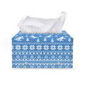 Winter Ski Knitting Pattern Print Leather Tissue Box Cover