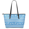 Winter Ski Knitting Pattern Print Leather Tote Bag With Zipper