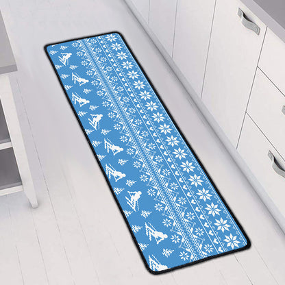 Winter Ski Knitting Pattern Print Long Kitchen Mat