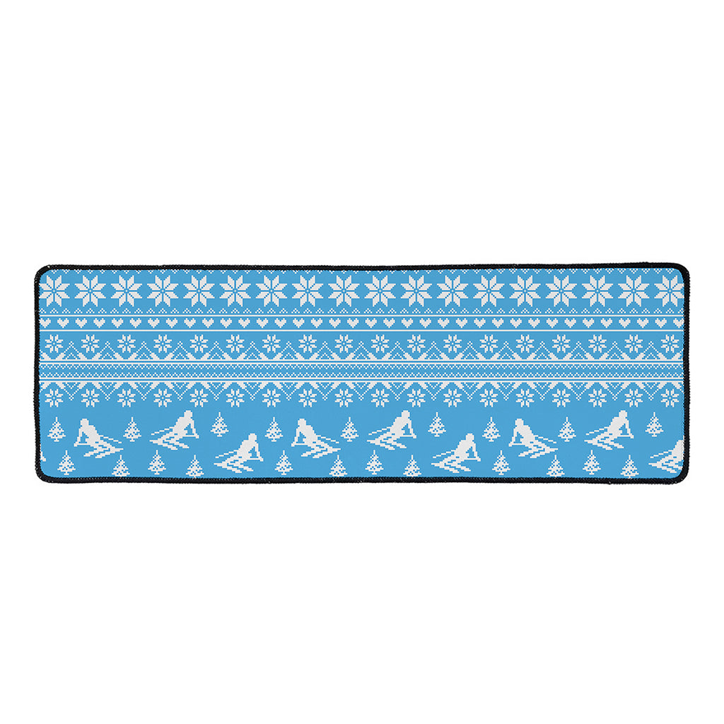 Winter Ski Knitting Pattern Print Long Kitchen Mat