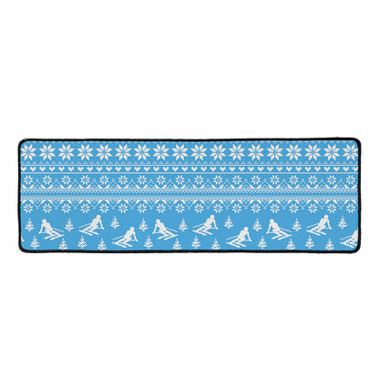 Winter Ski Knitting Pattern Print Long Kitchen Mat