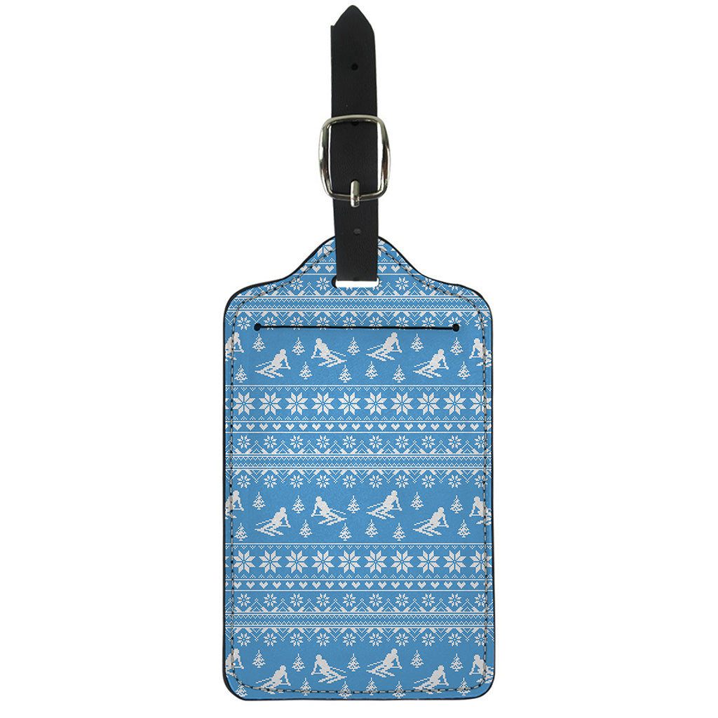 Winter Ski Knitting Pattern Print Luggage Tag