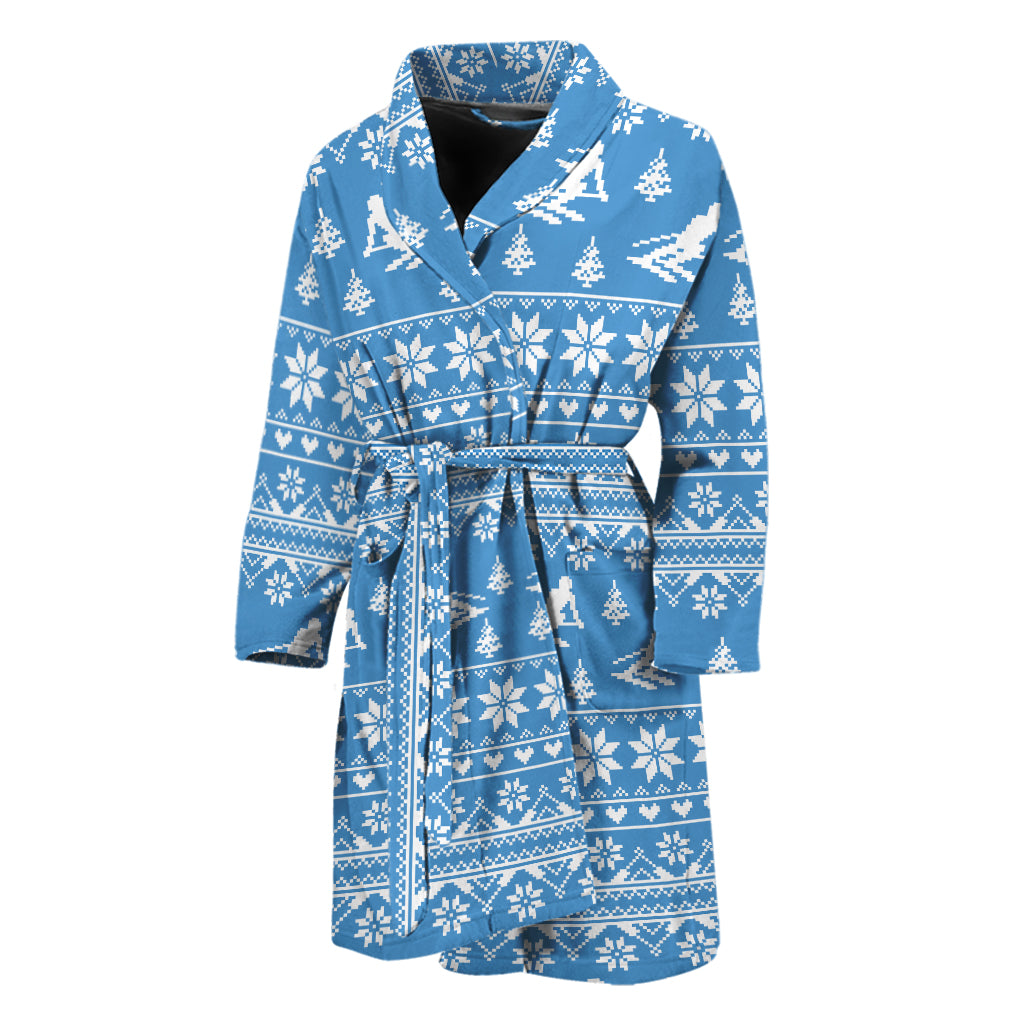 Winter Ski Knitting Pattern Print Men's Bathrobe