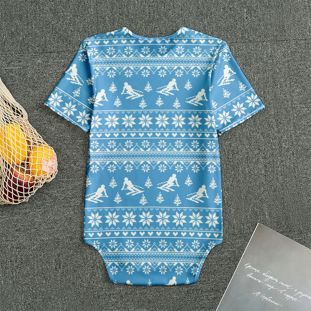 Winter Ski Knitting Pattern Print Men's Bodysuit
