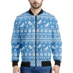 Winter Ski Knitting Pattern Print Men's Bomber Jacket