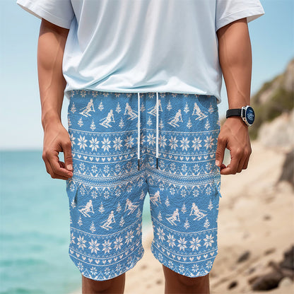 Winter Ski Knitting Pattern Print Men's Cargo Shorts