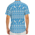 Winter Ski Knitting Pattern Print Men's Deep V-Neck Shirt