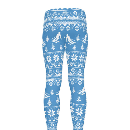Winter Ski Knitting Pattern Print Men's leggings