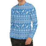 Winter Ski Knitting Pattern Print Men's Long Sleeve Rash Guard