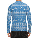 Winter Ski Knitting Pattern Print Men's Long Sleeve Rash Guard