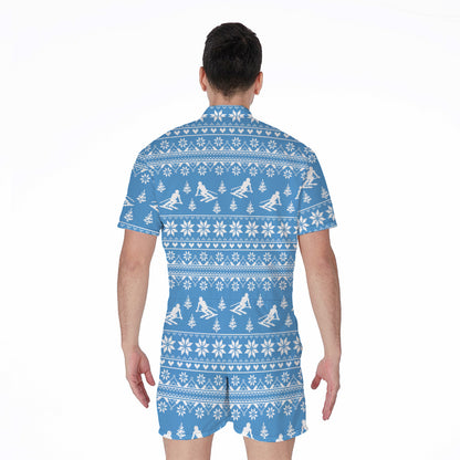 Winter Ski Knitting Pattern Print Men's Rompers