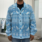 Winter Ski Knitting Pattern Print Men's Shirt Jacket