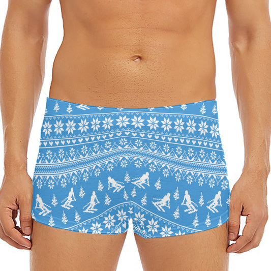 Winter Ski Knitting Pattern Print Men's Short Boxer Briefs