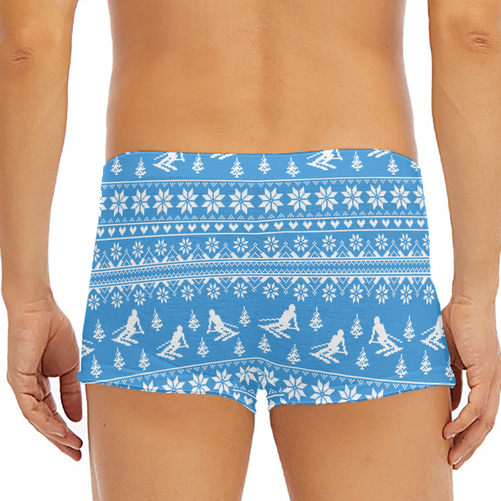 Winter Ski Knitting Pattern Print Men's Short Boxer Briefs
