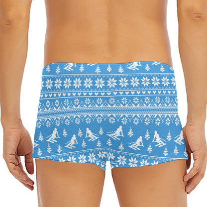 Winter Ski Knitting Pattern Print Men's Short Boxer Briefs