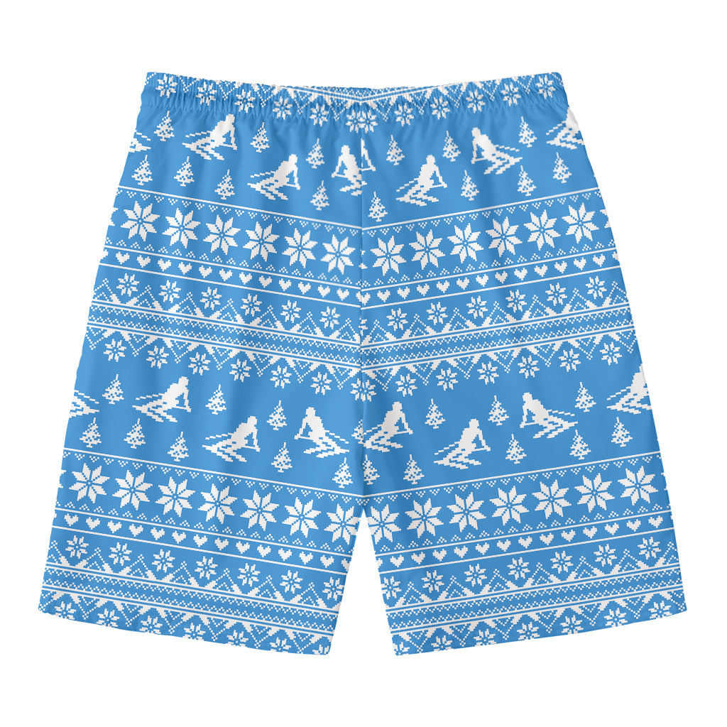 Winter Ski Knitting Pattern Print Men's Swim Trunks