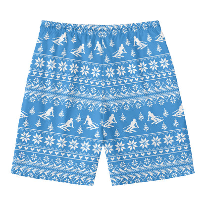 Winter Ski Knitting Pattern Print Men's Swim Trunks