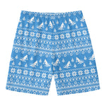 Winter Ski Knitting Pattern Print Men's Swim Trunks