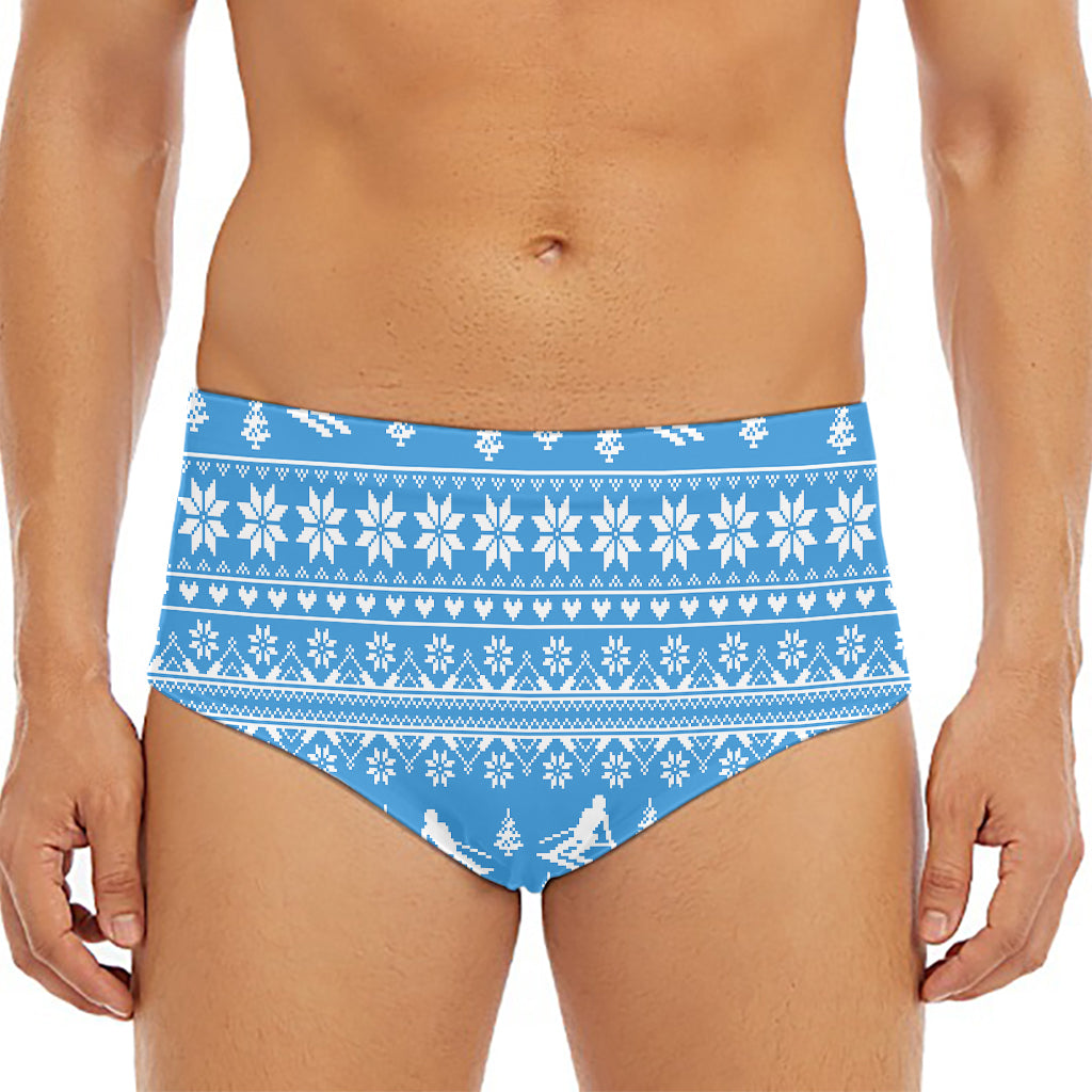 Winter Ski Knitting Pattern Print Men's Triangle Swim Briefs