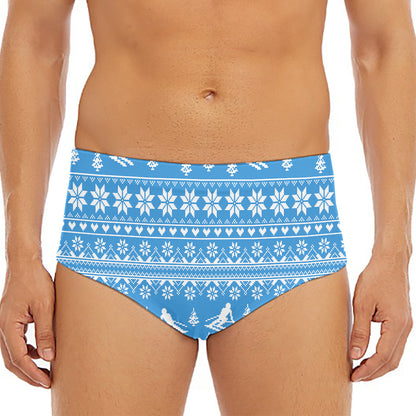 Winter Ski Knitting Pattern Print Men's Triangle Swim Briefs