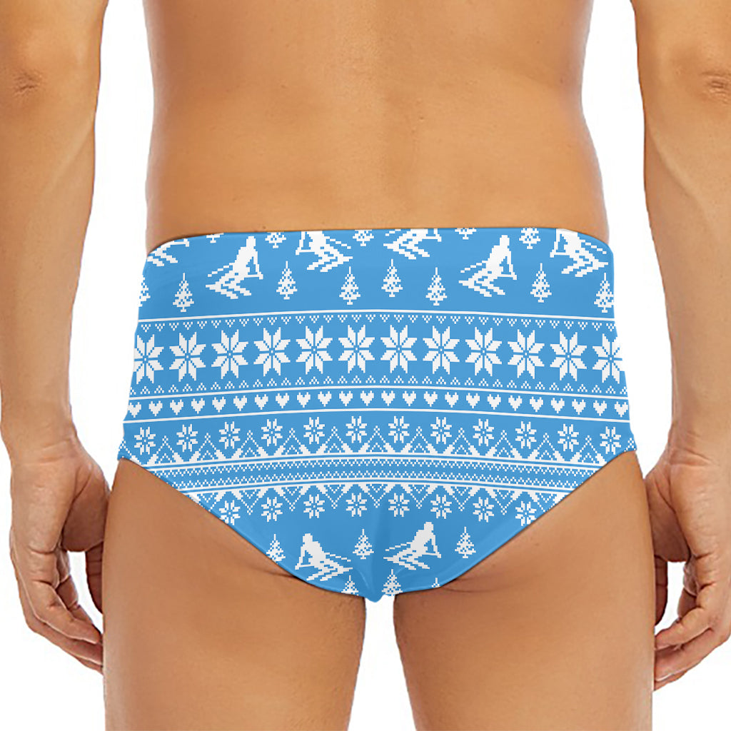 Winter Ski Knitting Pattern Print Men's Triangle Swim Briefs