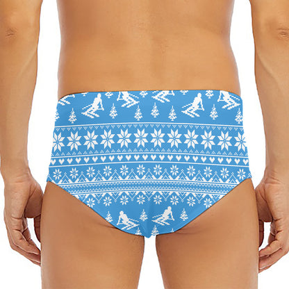 Winter Ski Knitting Pattern Print Men's Triangle Swim Briefs