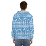 Winter Ski Knitting Pattern Print Men's Velvet Pullover Hoodie