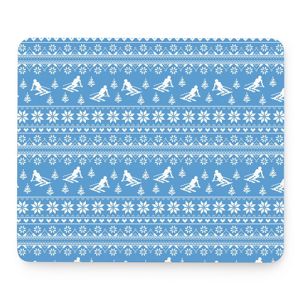 Winter Ski Knitting Pattern Print Mouse Pad