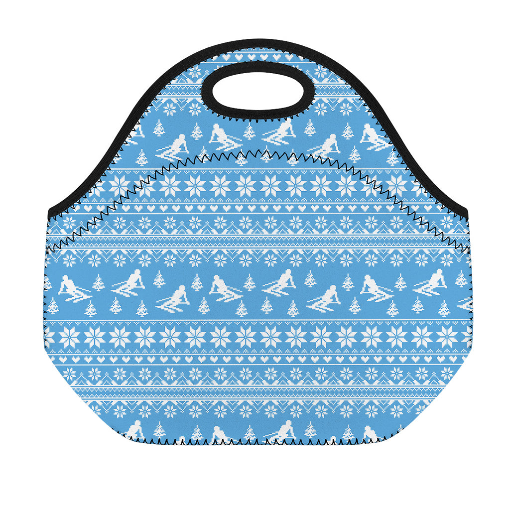 Winter Ski Knitting Pattern Print Neoprene Lunch Bag