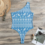 Winter Ski Knitting Pattern Print One Shoulder Bodysuit