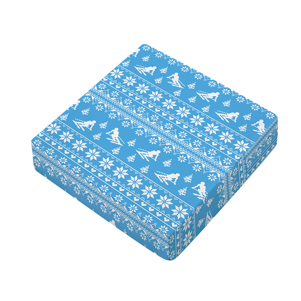 Winter Ski Knitting Pattern Print Outdoor Seat Cushion Cover