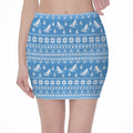 Winter Ski Knitting Pattern Print Pencil Mini Skirt