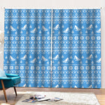 Winter Ski Knitting Pattern Print Pencil Pleat Curtains