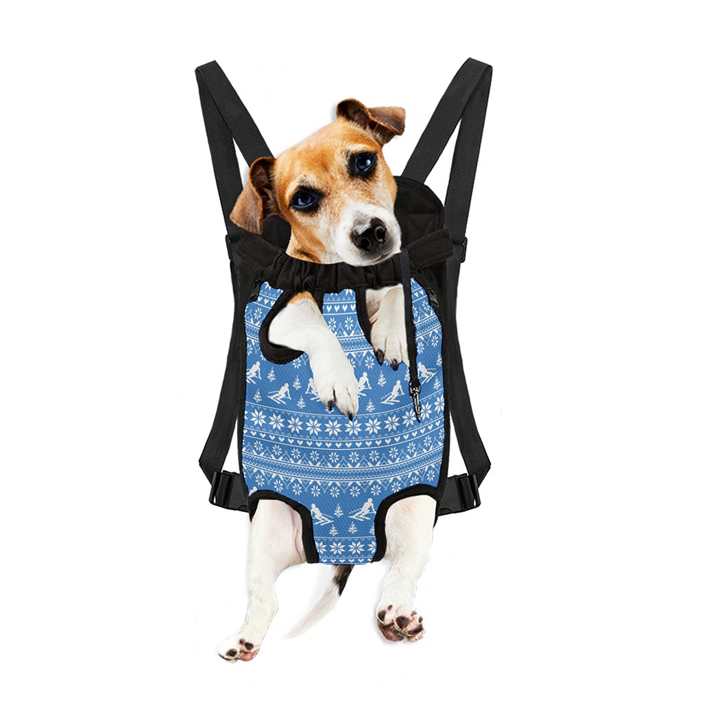 Winter Ski Knitting Pattern Print Pet Carrier Backpack